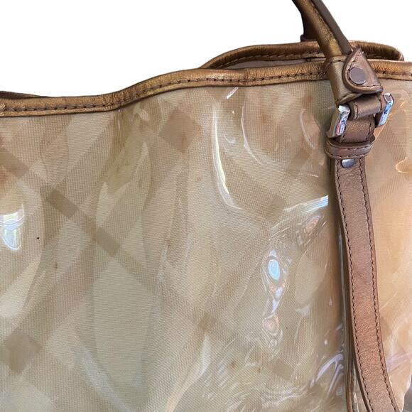 Burberry Lawrence Gold Yellow Supernova Plaid Vinyl Tote - Picture 5 of 16
